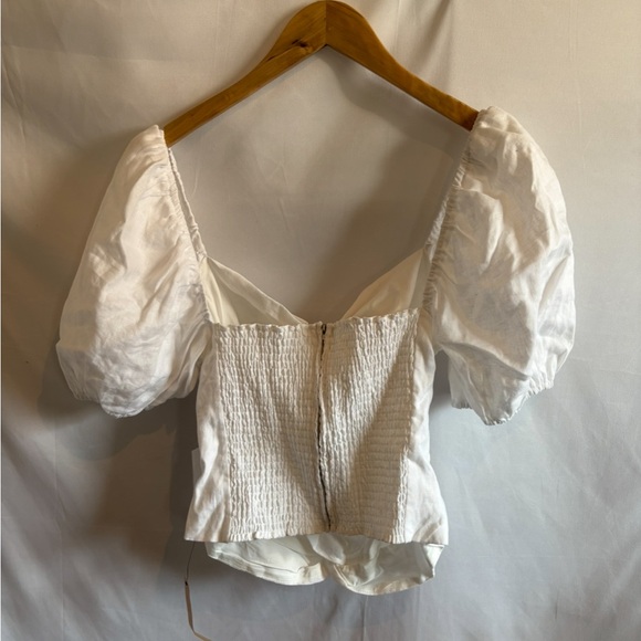 BNWT Reformation Karina White Twist Front Linen Blouse - Picture 7 of 7